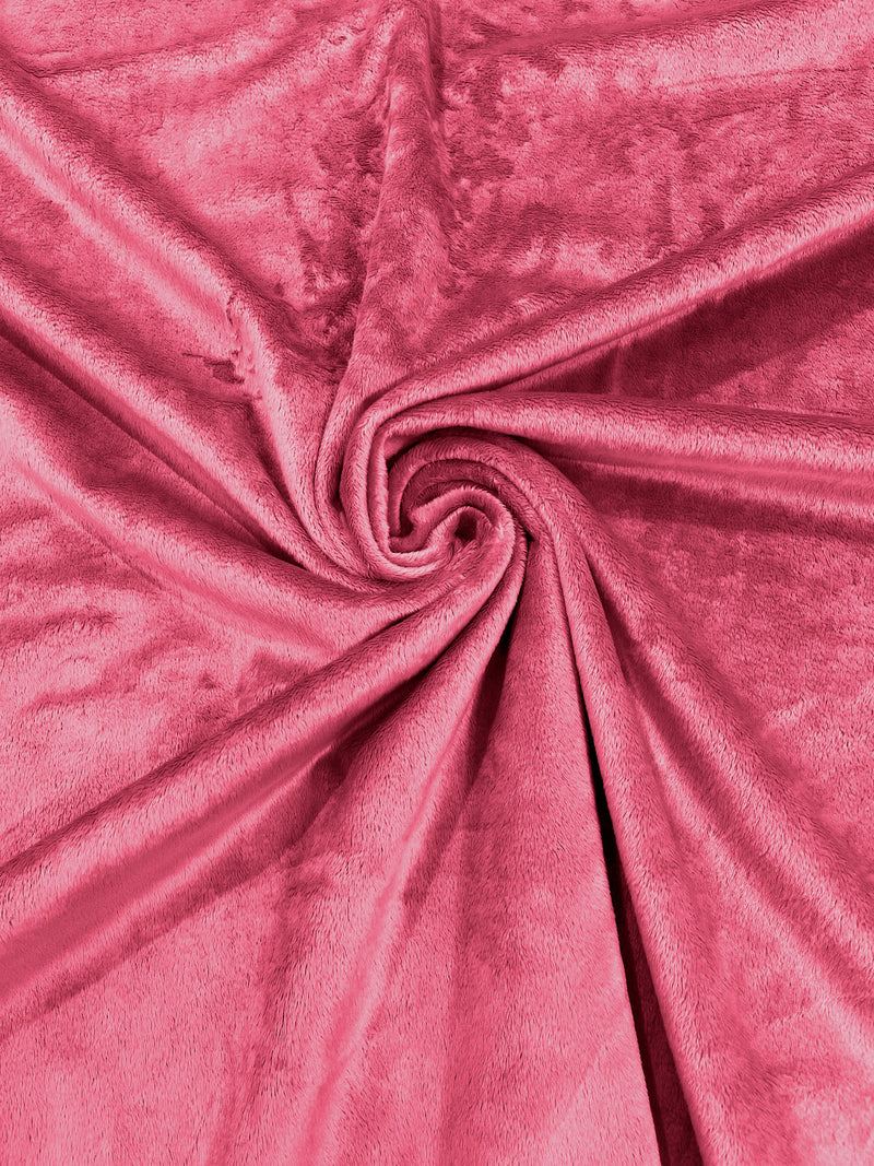 Hot Pink - Solid Minky Smooth Soft Solid Plush Faux Fake Fur Fabric Polyester- Sold by the yard.