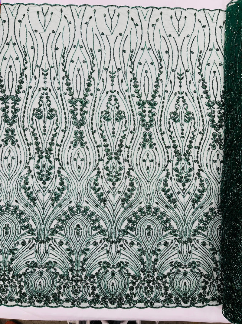 Modern Luxury Beaded Fabric Embroidered on a Mesh Lace, Sold by The Yard.