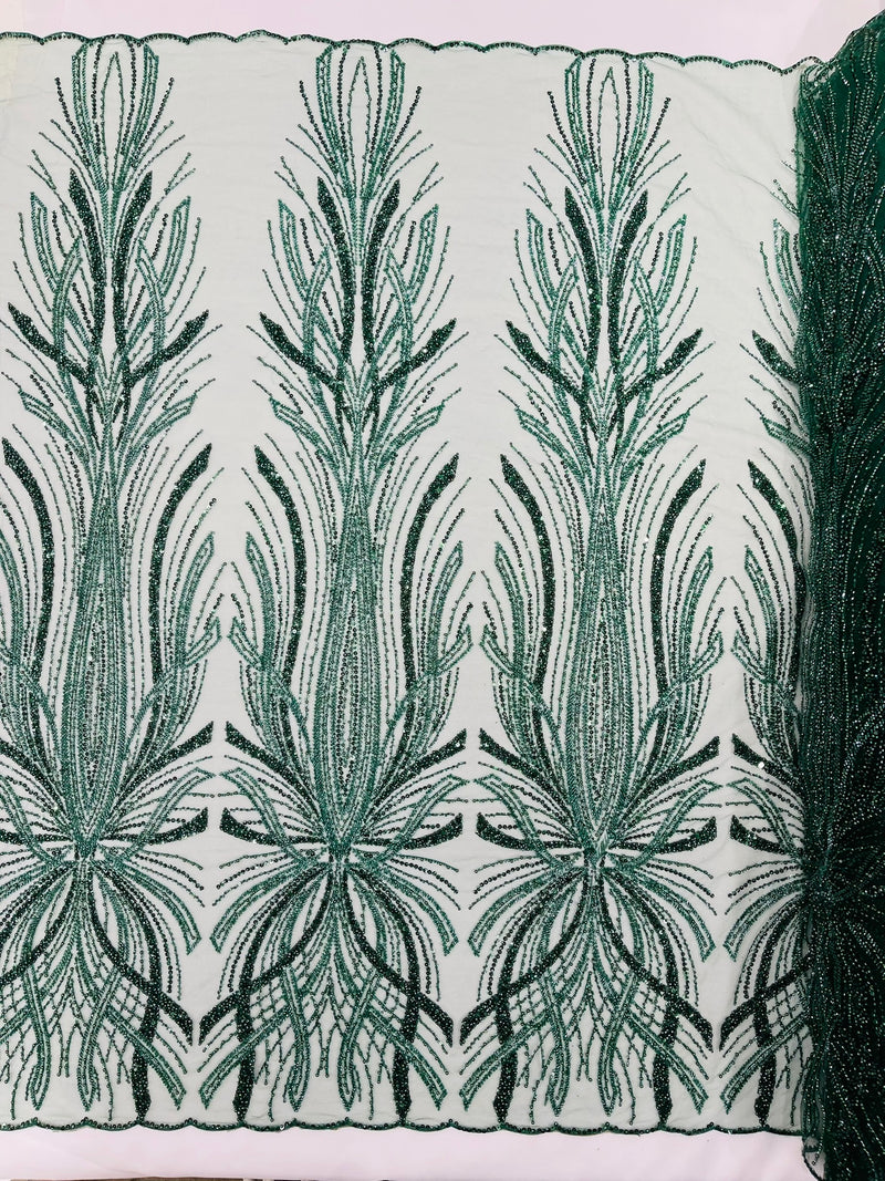 Palm Beaded Damask Design Fabric, by The Yard.