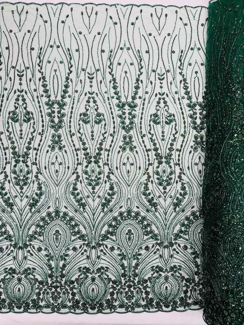Modern Luxury Beaded Fabric Embroidered on a Mesh Lace, Sold by The Yard.