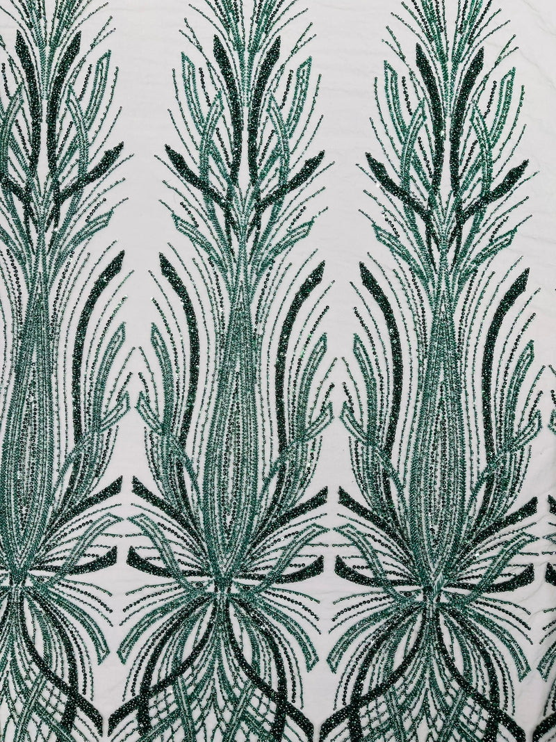 Palm Beaded Damask Design Fabric, by The Yard.