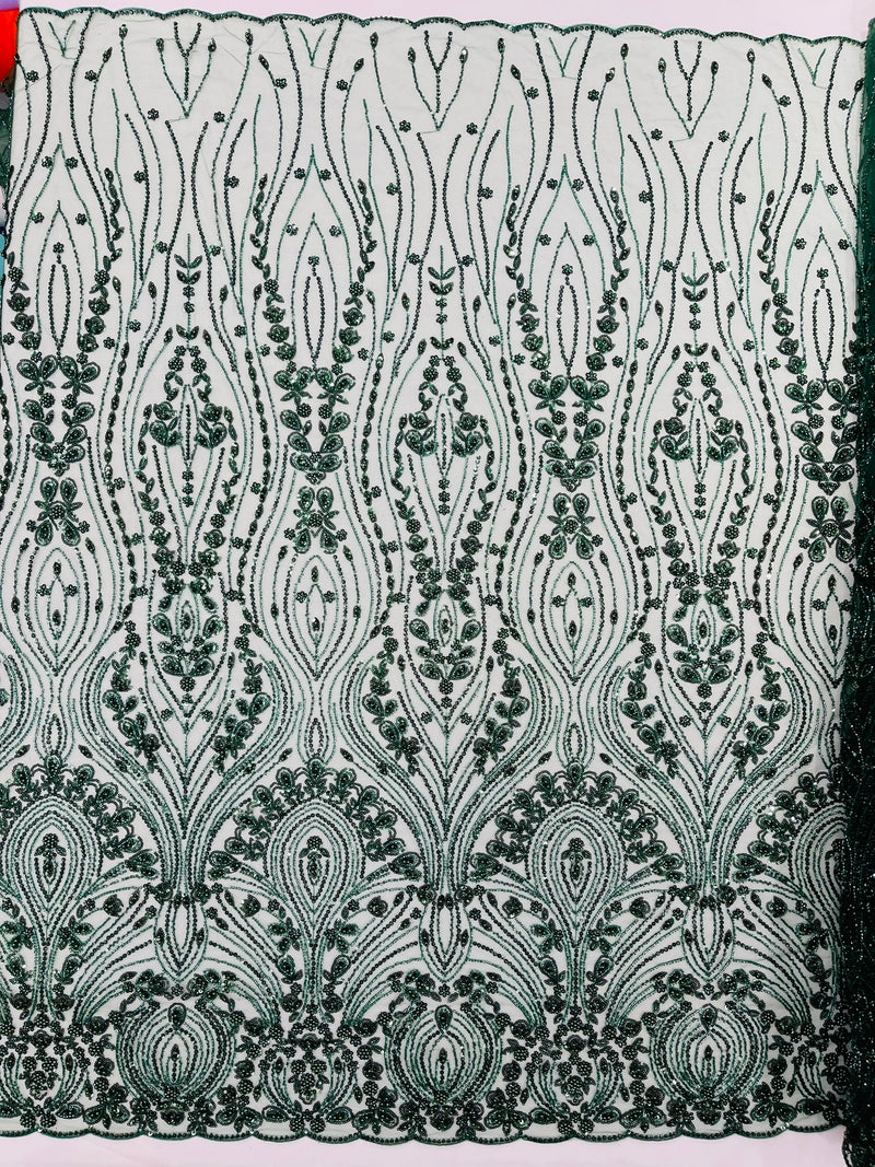 Modern Luxury Beaded Fabric Embroidered on a Mesh Lace, Sold by The Yard.