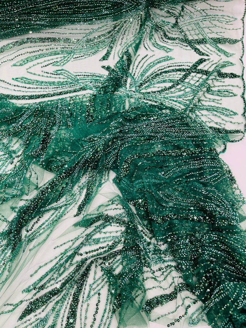 Palm Beaded Damask Design Fabric, by The Yard.
