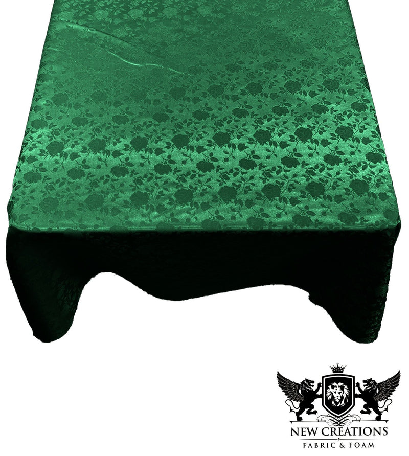 Square Tablecloth Roses Jacquard Satin Overlay for Small Coffee Table Seamless. (48" Inches x 48" Inches)