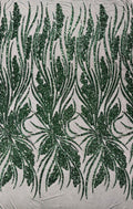 Feather damask shiny sequin design on a 4 way stretch mesh Fabric-prom-sold by The yard.