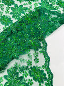 Metallic floral lace design embroidered 54" Wide | New Creations Fabric & Foam Inc.