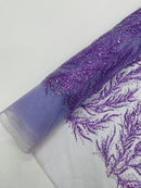 Vine Beaded Lace on Mesh 54" Wide | New Creation Fabric & Foam Inc.