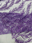 Vine Beaded Lace on Mesh 54" Wide | New Creation Fabric & Foam Inc.