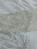 Vine Beaded Lace on Mesh 54" Wide | New Creation Fabric & Foam Inc.