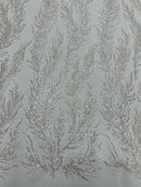 Vine Beaded Lace on Mesh 54" Wide | New Creation Fabric & Foam Inc.