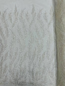 Vine Beaded Lace on Mesh 54" Wide | New Creation Fabric & Foam Inc.