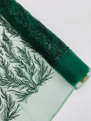Vine Beaded Lace on Mesh 54" Wide | New Creation Fabric & Foam Inc.