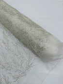 Vine Beaded Lace on Mesh 54" Wide | New Creation Fabric & Foam Inc.