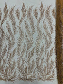 Vine Beaded Lace on Mesh 54" Wide | New Creation Fabric & Foam Inc.