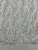 Vine Beaded Lace on Mesh 54" Wide | New Creation Fabric & Foam Inc.