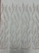 Vine Beaded Lace on Mesh 54" Wide | New Creation Fabric & Foam Inc.