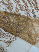 Vine Beaded Lace on Mesh 54" Wide | New Creation Fabric & Foam Inc.