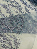 Vine Beaded Lace on Mesh 54" Wide | New Creation Fabric & Foam Inc.