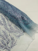 Vine Beaded Lace on Mesh 54" Wide | New Creation Fabric & Foam Inc.
