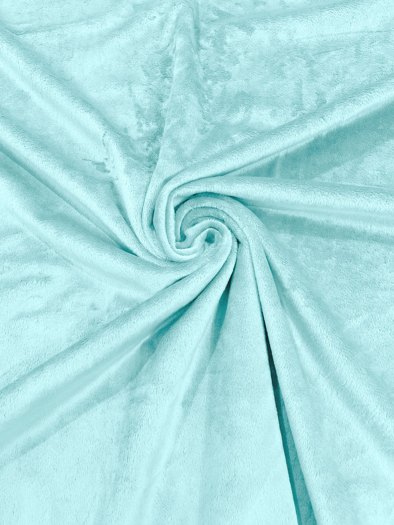 Icy Blue - Solid Minky Smooth Soft Solid Plush Faux Fake Fur Fabric Polyester- Sold by the yard.