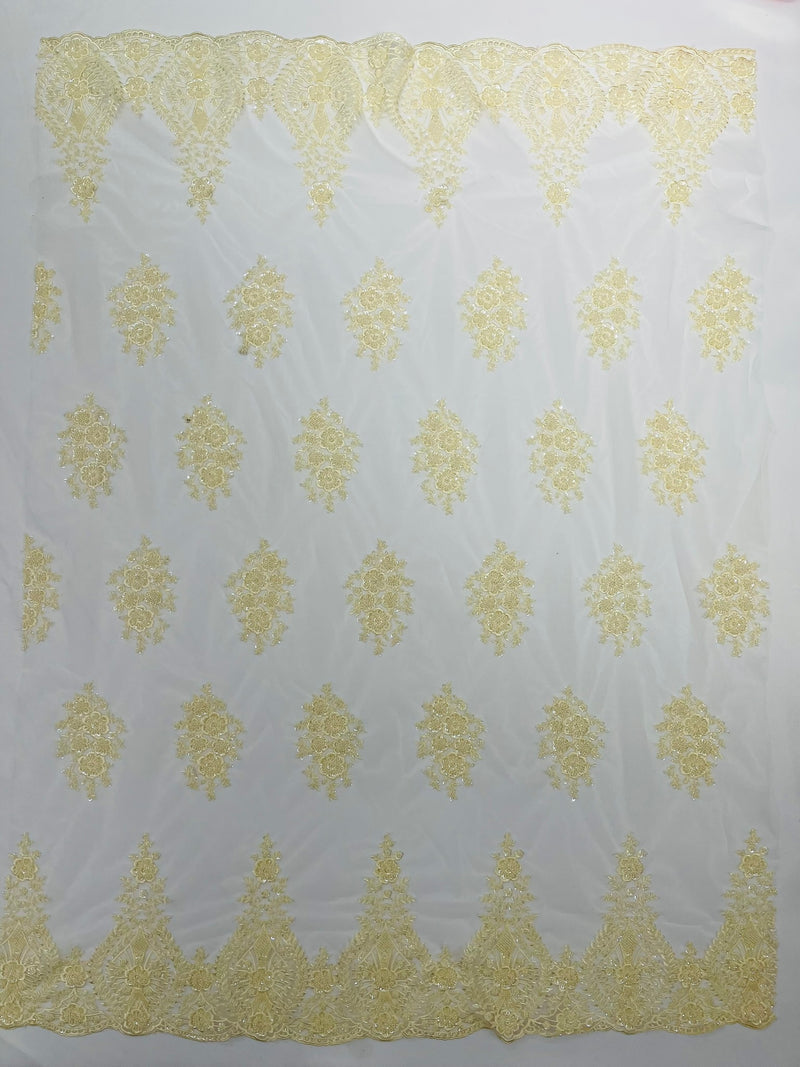 Classic Beaded Damask Lace, by The Yard.