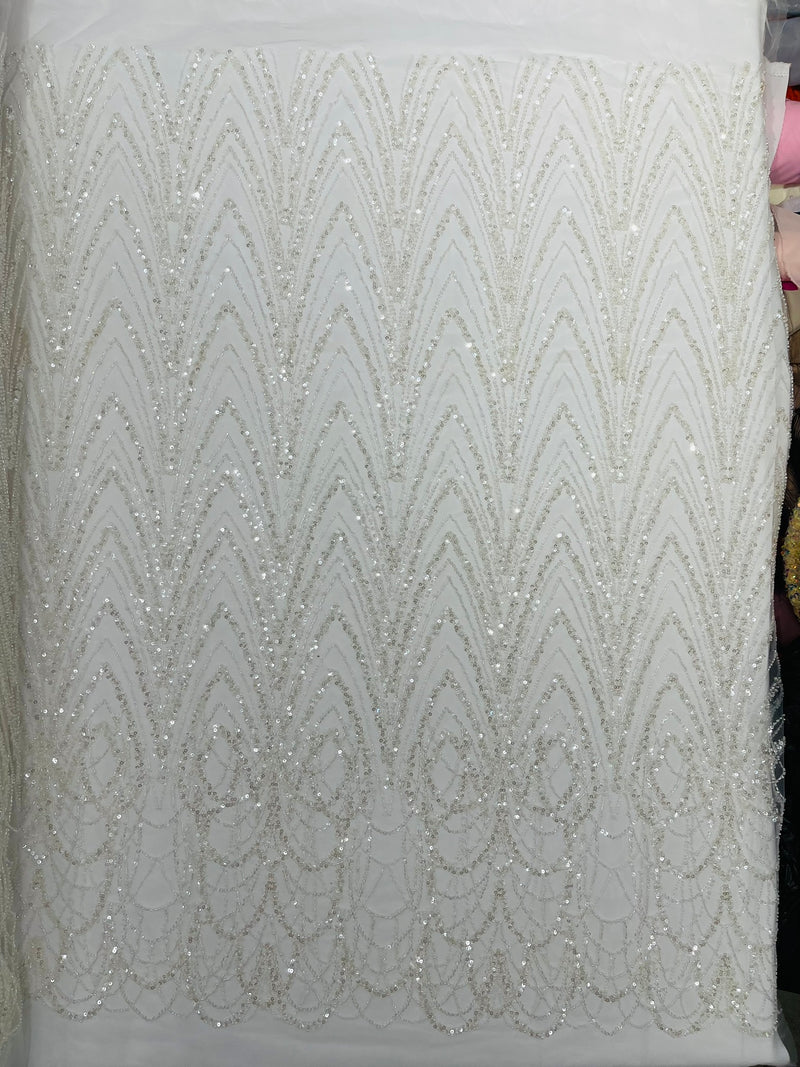 Luxury Chain Geometric Beaded Lace, by The Yard.