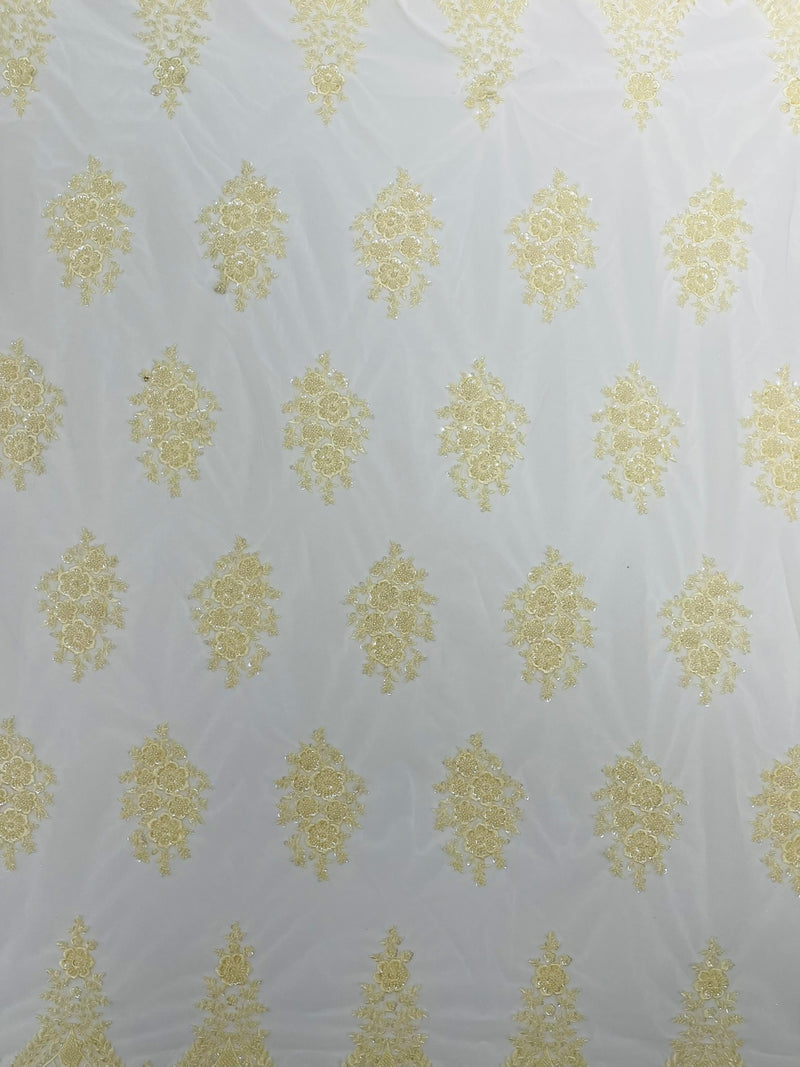 Classic Beaded Damask Lace, by The Yard.