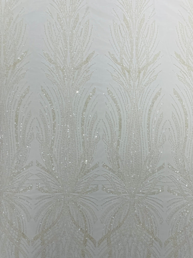 Palm Beaded Damask Design Fabric, by The Yard.