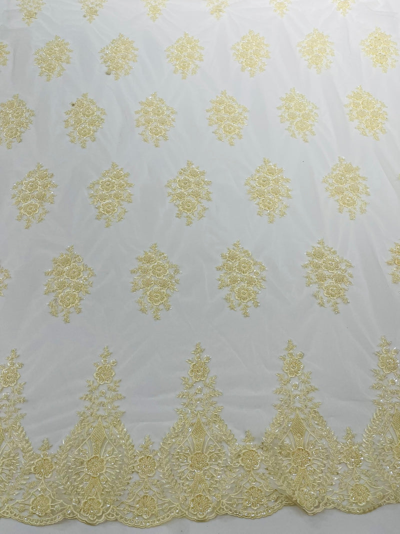 Classic Beaded Damask Lace, by The Yard.