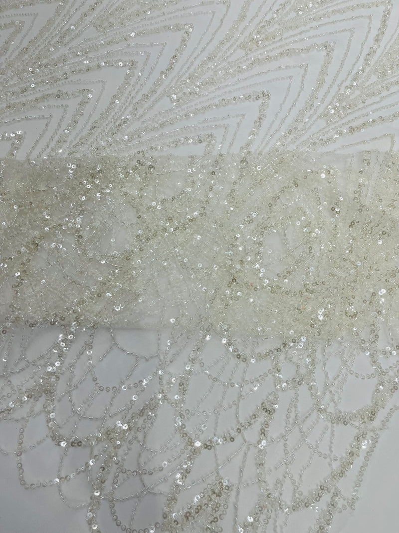Luxury Chain Geometric Beaded Lace, by The Yard.