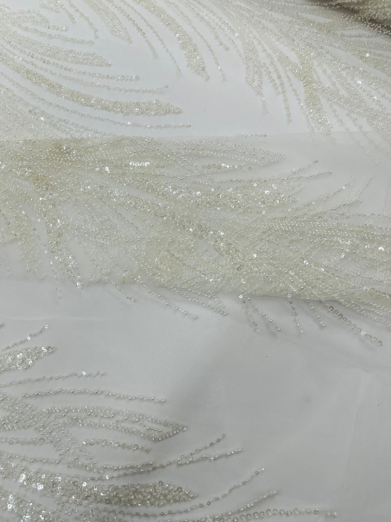 Palm Beaded Damask Design Fabric, by The Yard.