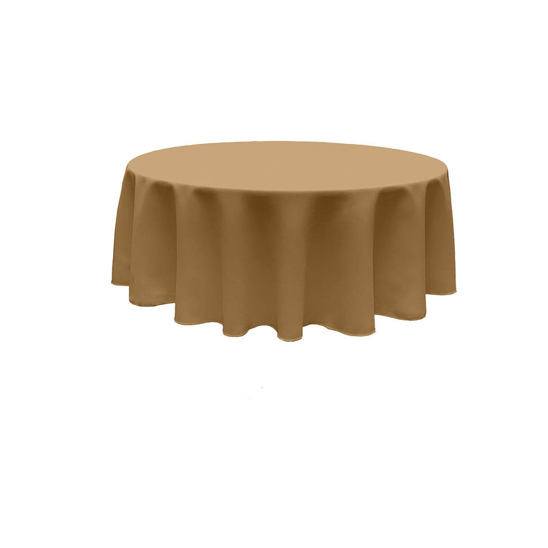 Khaki Round Polyester Poplin Seamless Tablecloth - Wedding Decoration Tablecloth