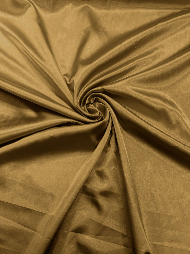 Khaki Stretch Charmeuse Satin Fabric 58" Wide/Light Weight Silky Satin/Sold By The Yard