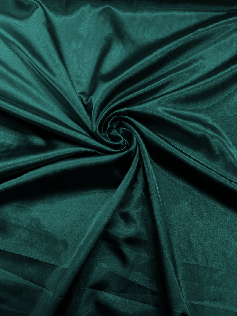Hunter Green Stretch Charmeuse Satin Fabric 58" Wide/Light Weight Silky Satin/Sold By The Yard