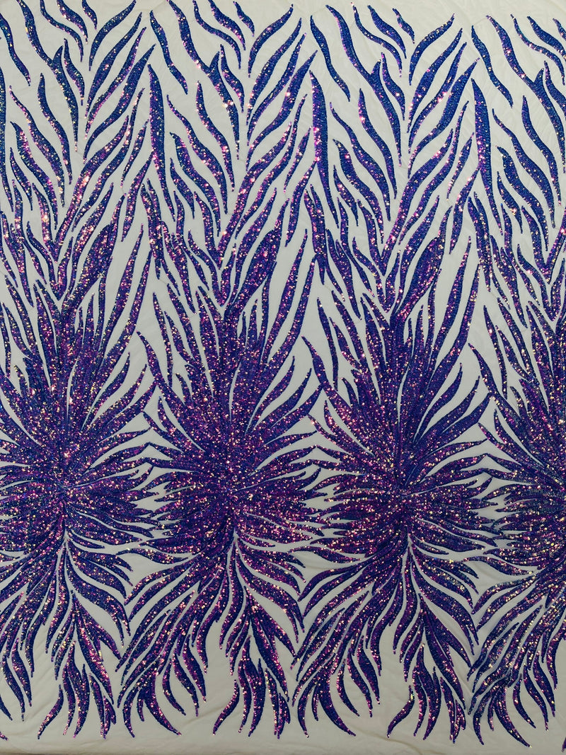 PHOENIX FEATHER SEQUIN ON STRETCH MESH FABRIC (By The Yard)