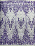 Royalty Damask Beaded Lace Luxury on Mesh, by The Yard.