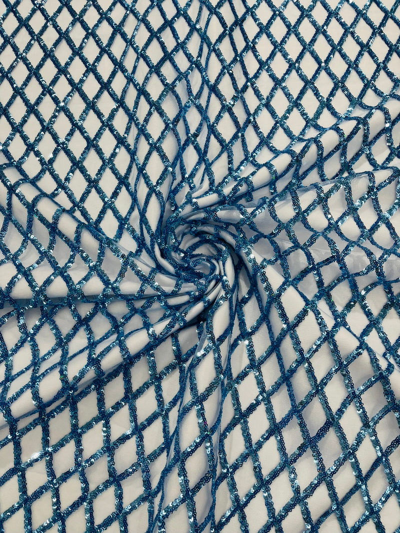 Luxury Diamond Design Mini Glitz Sequins On A Mesh Fabric