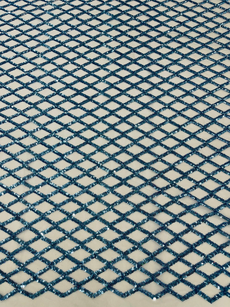 Luxury Diamond Design Mini Glitz Sequins On A Mesh Fabric