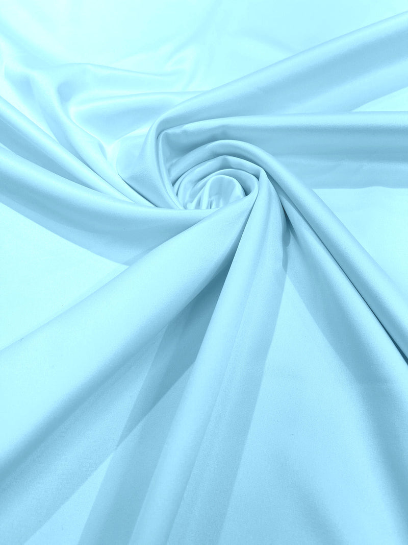 Light Blue Solid Matte Stretch L'Amour Satin Fabric 95% Polyester 5% Spandex/58" Wide/ By The Yard