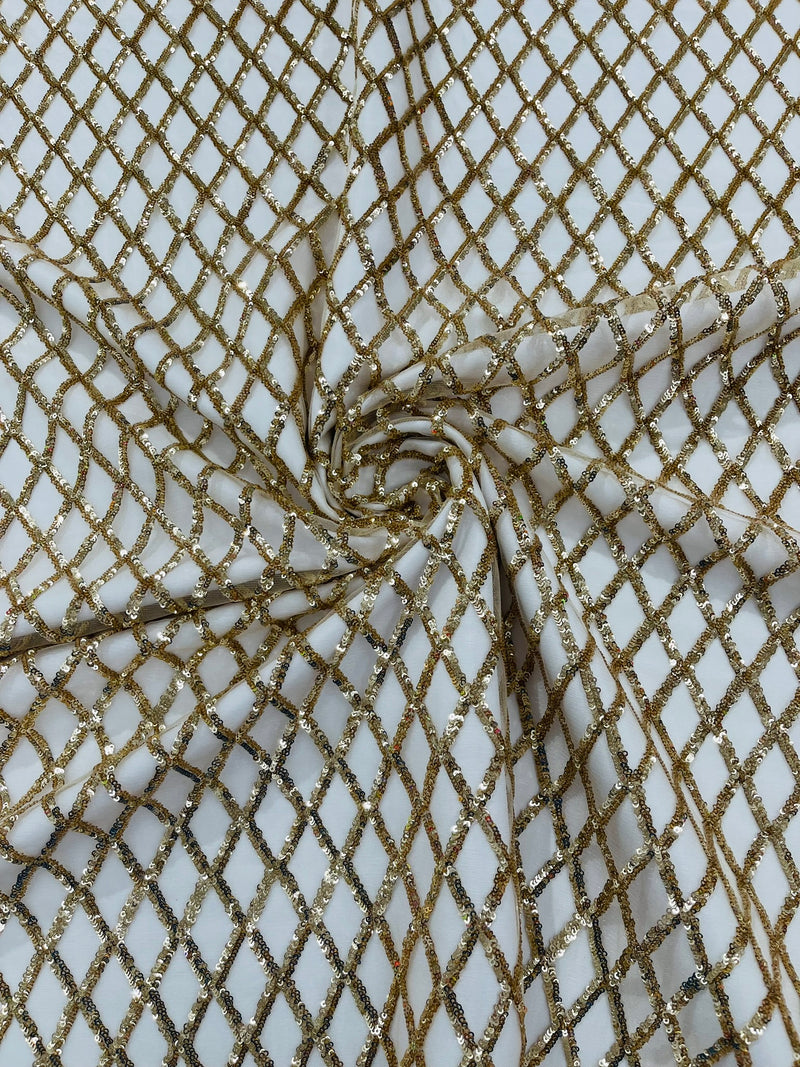 Luxury Diamond Design Mini Glitz Sequins On A Mesh Fabric
