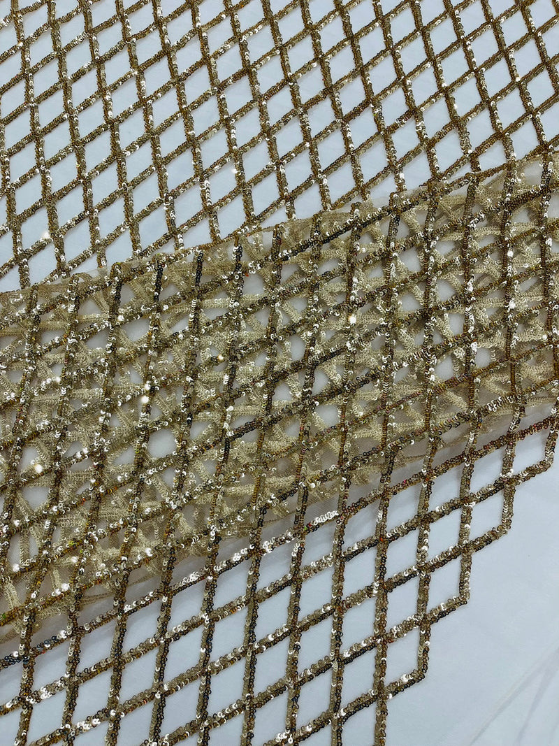 Luxury Diamond Design Mini Glitz Sequins On A Mesh Fabric