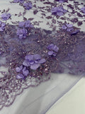 Orquidia 3d satin flower glitter sequin fabric ( by the yard )