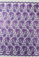 Metallic floral lace design embroidered 54" Wide | New Creations Fabric & Foam Inc.