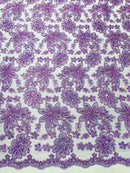 Metallic floral lace design embroidered 54" Wide | New Creations Fabric & Foam Inc.
