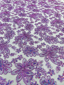 Metallic floral lace design embroidered 54" Wide | New Creations Fabric & Foam Inc.