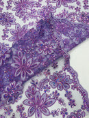 Metallic floral lace design embroidered 54" Wide | New Creations Fabric & Foam Inc.