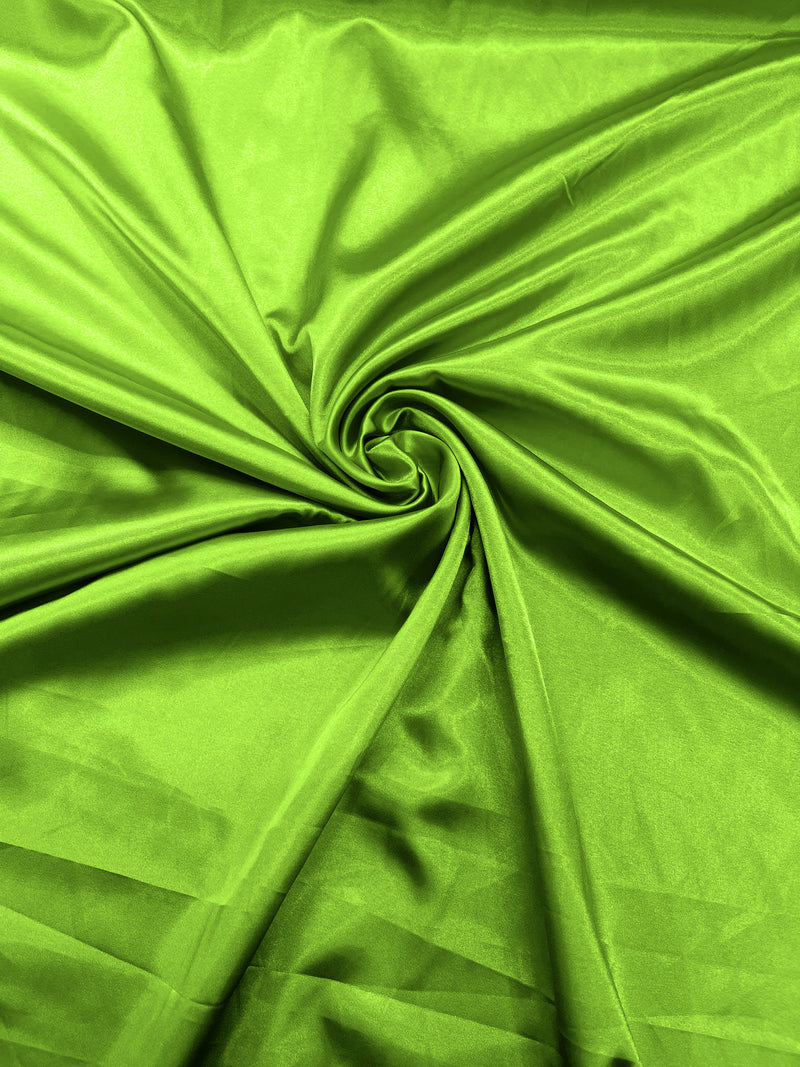 Lime Green Stretch Charmeuse Satin Fabric 58" Wide/Light Weight Silky Satin/Sold By The Yard