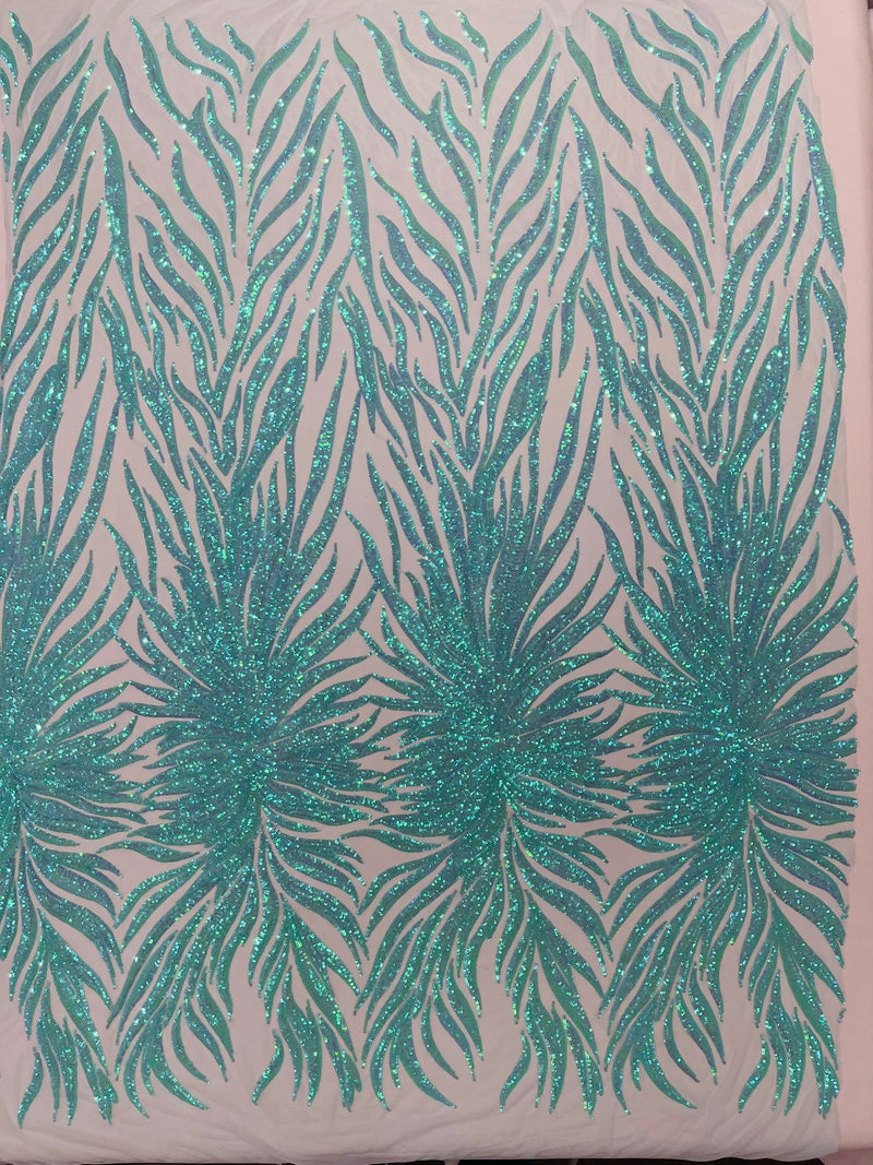 PHOENIX FEATHER SEQUIN ON STRETCH MESH FABRIC (By The Yard)