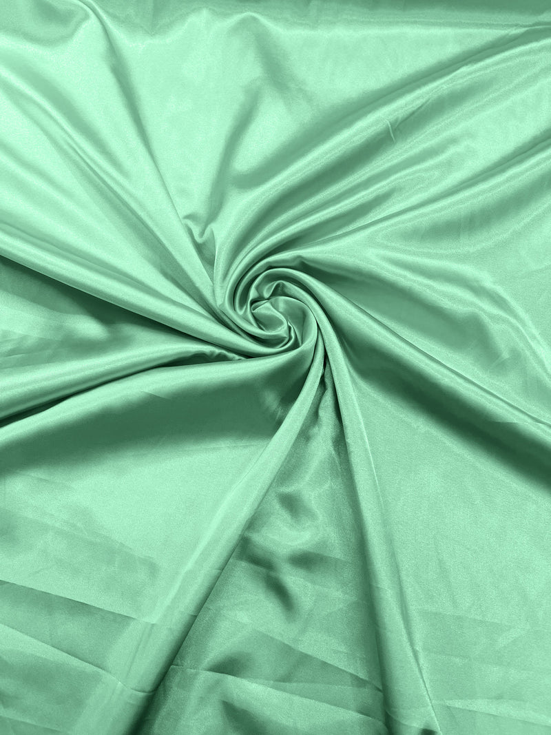 Mint Green Stretch Charmeuse Satin Fabric 58" Wide/Light Weight Silky Satin/Sold By The Yard