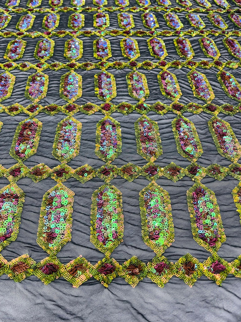 JEWEL SEQUIN STRETCH MESH  FABRIC (By The Yard)
